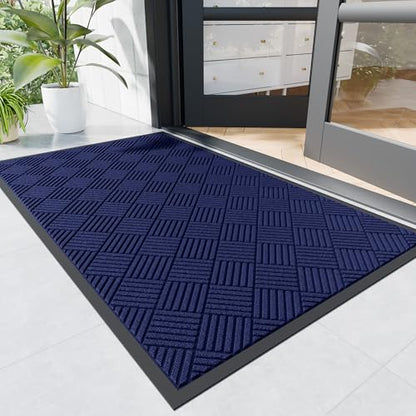 Durable Indoor Outdoor Door Mat (3' x 6' (Rectangular) / Blue-diamond)