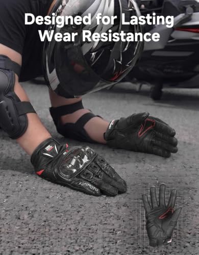 Sheepskin Leather Motorcycle Gloves for Men (Black / X-Large)