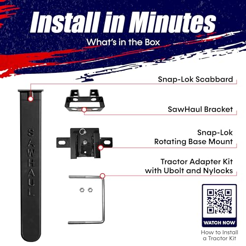Snap Lok Universal Chainsaw Carrier Kit for Tractors and Skid Steers (Rotating - Tractors / 36 Inch Scabbard / Black)