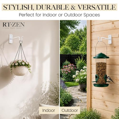 Plant Hangers Outdoor or Indoor Heavy Duty Wall Bracket Hooks (7.5 Inch / Shepherds Hooks - W)