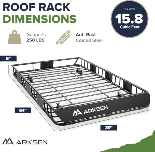 64" x 39" x 5" Roof Rack Cargo Basket with Bag (64" Cargo Rack W/Bag, Net, 2 Straps)