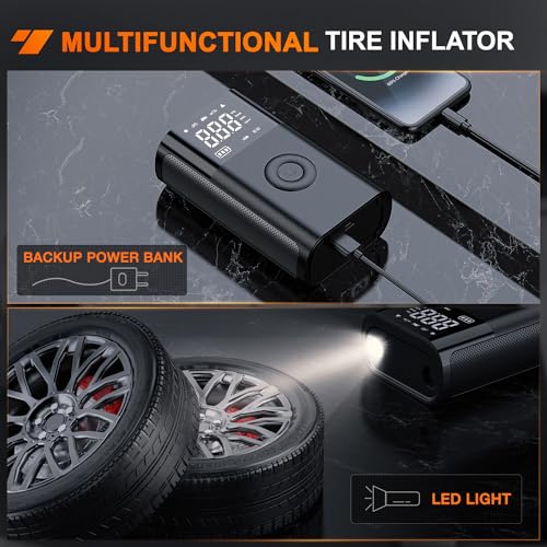 Rechargeable Cordless Tire Inflator 150PSI Auto Shutoff 2X Faster (2x Faster Tire Inflator)