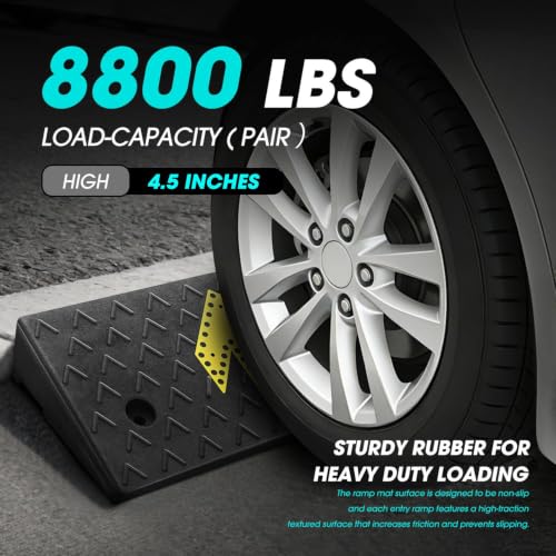 2pcs 4.5" Rise Rubber Arrow Curb Ramp Heavy Duty Loading Threshold Ramp 37.4" W x 11.8" D x 4.5" H for Loading Dock (4.5 in 2pcs w/Arrow)