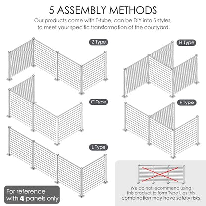 50" W x 48" H Outdoor Privacy Screen with Aluminum Posts (White/4Panels)
