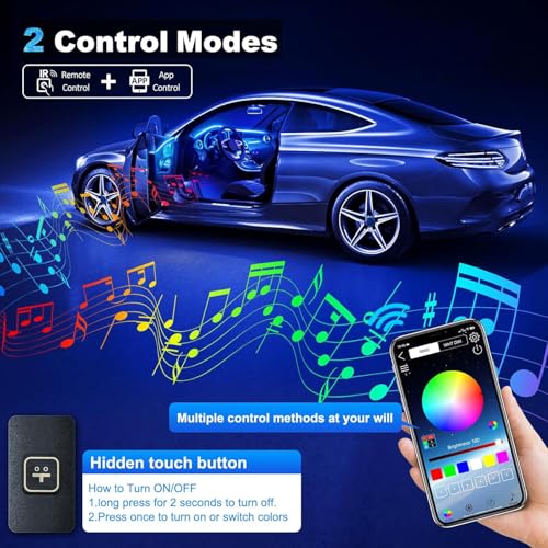 Acrylic Interior Car LED Strip Light with Wireless APP (RGB 10 lights)