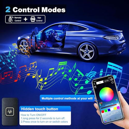 Acrylic Interior Car LED Strip Light with Wireless APP (RGB 10 lights)