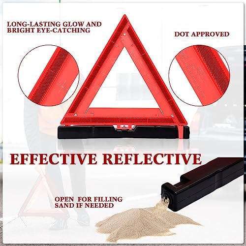 24 Pcs Warning Triangles Dot Reflective Foldable Emergency Safety