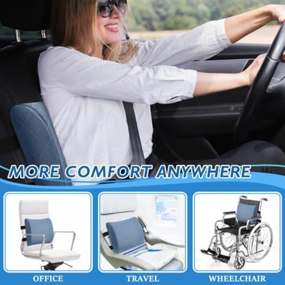 Lumbar Support Pillow for Office Chair (Light Blue)