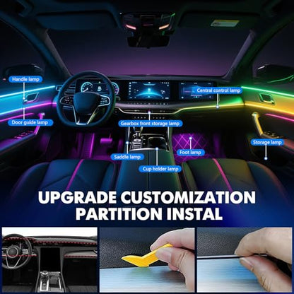 2026 Upgraded Dreamcolor Acrylic Interior Car LED Strip Light with Wireless Self (Upgrade-Dreamcolor-6-1)