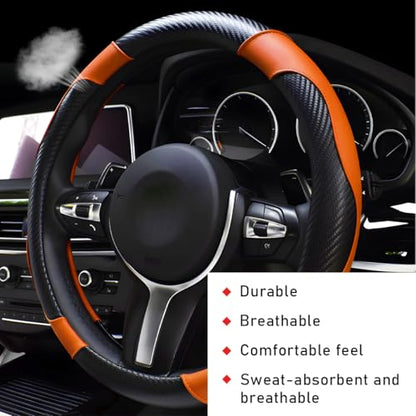 Car Steering Wheel Cover (Orange, With Lining)