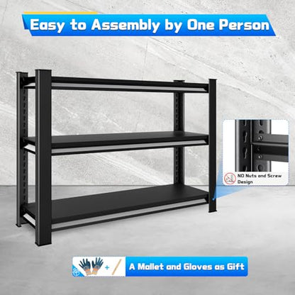 40" W Garage Shelving Heavy Duty (Black / 40" W x 18" D x 36" H)
