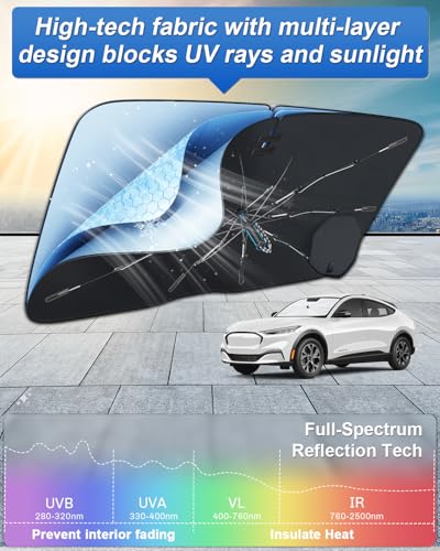 for 2026 Ford Mustang Mach E Car Windshield Sun Shade Umbrella (2021-2026 Mustang Mach-E)