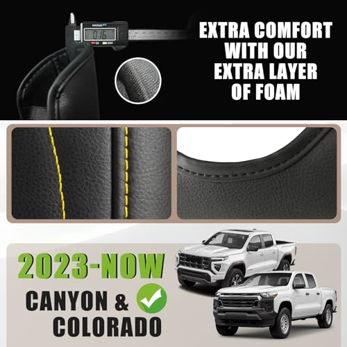 Armrest Cover for Colorado Canyon 2023+ (5) 23+ |Colorado & Canyon| Yellow Stitch, Regular)