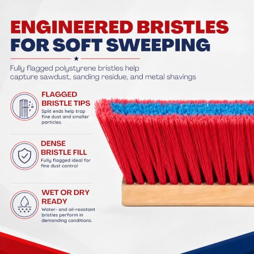 24" Soft Sweep Indoor Push Broom with 60" Handle. Ideal for Epoxy & Polished Floors. Durable American Made Steel Brackets (Style Soft Sweep / 1 Pack)