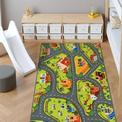Car Rug Play Mat (3'3" x 6'7" / Green Farm)