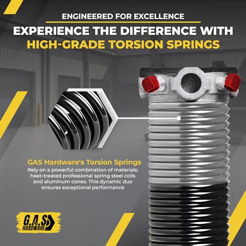 Garage Door Torsion Spring 218x2x26 Torsion Springs for Left Side of Garage Door with 1" Steel Bearing (218x2x26 / Red Cone (Left Side))