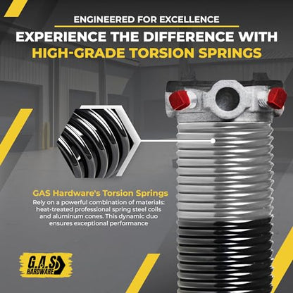 Garage Door Torsion Spring 218x2x26 Torsion Springs for Left Side of Garage Door with 1" Steel Bearing (218x2x26 / Red Cone (Left Side))