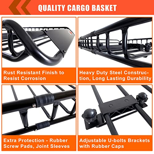 Roof Rack Rooftop Cargo Carrier Basket 51"*36"*5"+Waterproof Bag 15 Cu.Ft (51"*36"*5")
