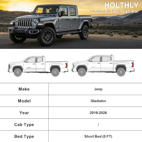 10 Layers Truck Cover Waterproof All Weather Custom Fit for Jeep Gladiator (Black Gray / Custom Fit for Jeep Gladiator)