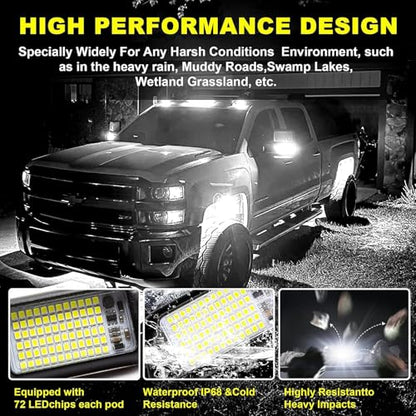 8 Pods 6000K pure White Rock lights Aluminum 9 (Pure white rock lights - 8 pack)