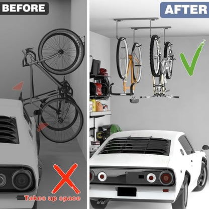 Ceiling Mounted Bike Rack for Garage (Ceiling rack for 2 bikes)
