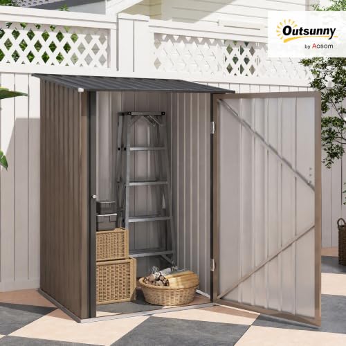 3.3' x 3.4' Outdoor Storage Shed Sloping Roof Lockable Door Brown (Brown / 3.3' x 3.4')