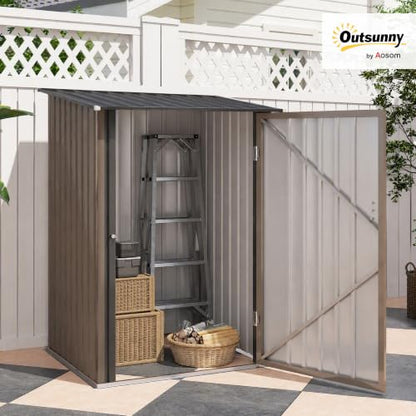 3.3' x 3.4' Outdoor Storage Shed Sloping Roof Lockable Door Brown (Brown / 3.3' x 3.4')