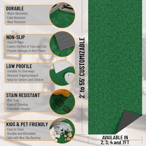 2x19 Hallway Runner Rug (Green / 2' x 19' (Runner))