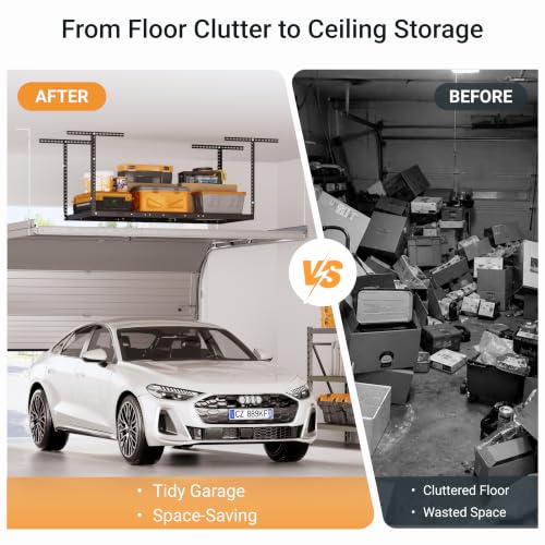 3x6ft Overhead Ceiling Garage Storage Rack (Black / 3x6ft)