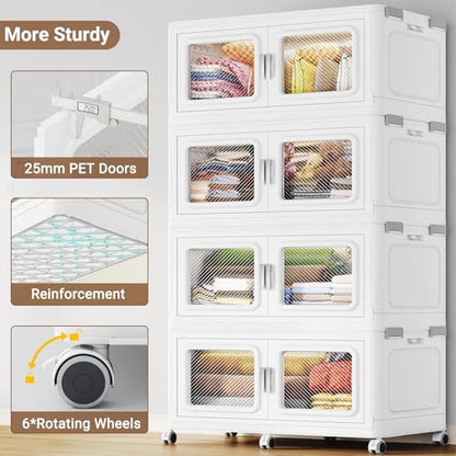 880 Qt Extra Large Stackable Storage Bin with Lids (White / 220QT-4pack)