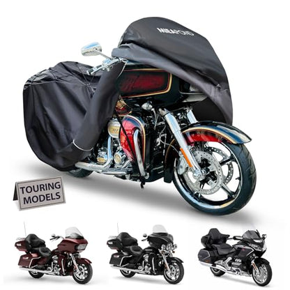 Motorcycle Cover for Harley Davidson Touring Waterproof Heavy Duty (110"-Touring Ultra)