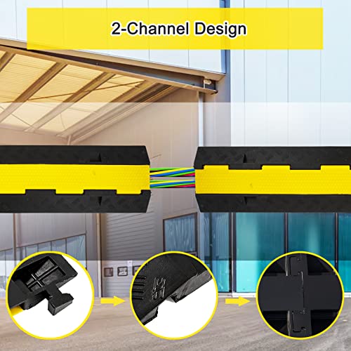 Cable Ramp 4 Pack 2 Channel 11000lbs axle Capacity Floor Cable Cord Protector (4 Pack 2 Channel)