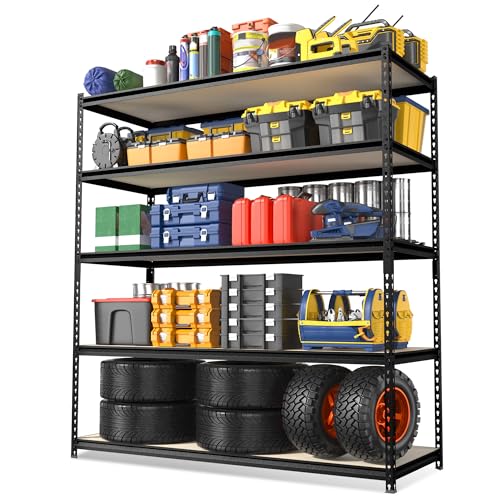 Metal Shelving with Particle Board (48"W x 24"D x 72"H(Black))