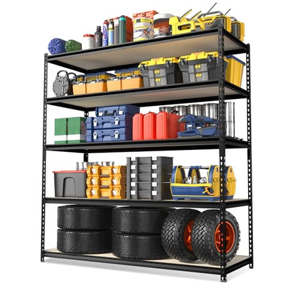 Metal Shelving with Particle Board (48"W x 24"D x 72"H(Black))