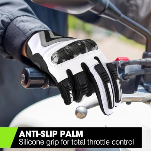 Lightweight Motorcycle Gloves for Men Touchscreen Summer (White / Small)