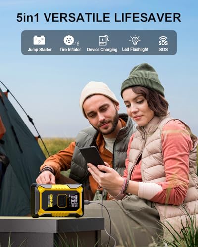 A3 12V 3000A Portable Jump Starter with Air Compressor (Yellow)