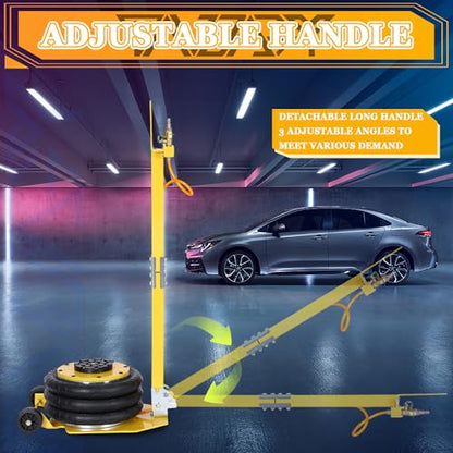 3T Triple Bag Air Jack 6600lbs Pneumatic Jack 3s Fast Lift Up 16in Airbag Jack with Adjustable Long Handle Heavy Duty Triple Air Bag Jack Lift for Cars Garage (3 Ton / yellow)