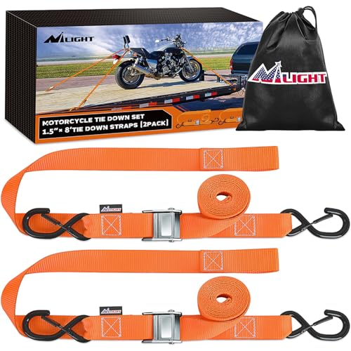 Motorcycle Tie Down Straps 1.5”×8’ for Securing Dirtbikes ATV UTV (1.5in x 8ft Motorcycle Tie Down Straps / Straps)