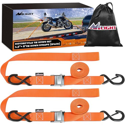 Motorcycle Tie Down Straps 1.5”×8’ for Securing Dirtbikes ATV UTV (1.5in x 8ft Motorcycle Tie Down Straps / Straps)