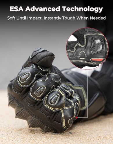 Leather Motorcycle Gloves for Men and Women (Black / X-Large)