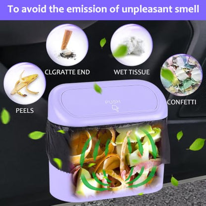 Car Trash Can with Lid (Purple, Purple)