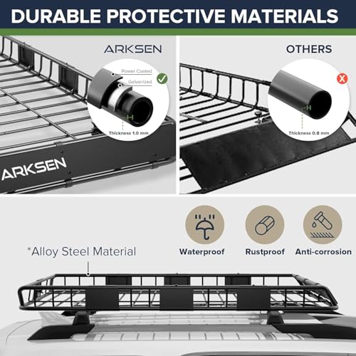 64" x 39" x 5" Roof Rack Cargo Basket with Bag (64" Cargo Rack W/Bag, Net, 2 Straps)