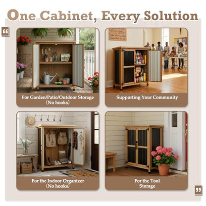 Small Weatherproof Outdoor Storage Cabinet with Lockable Doors (Black / Small 32" x 13" x 40")