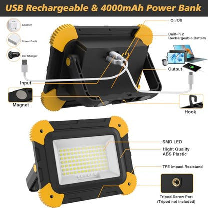 Rechargeable Magnetic LED Work Light (Black + Yellow)