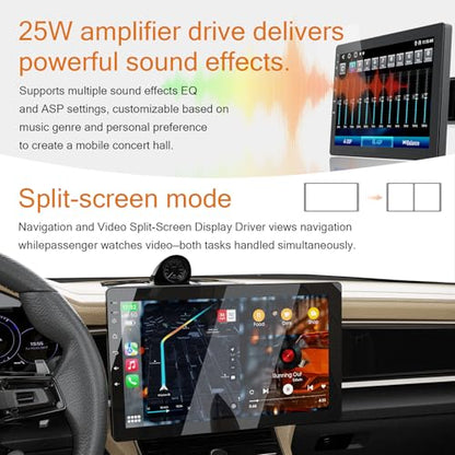 10 inch Single Din Radio Android 13 Car Stereo with Wireless Apple Carplay & Android Auto
