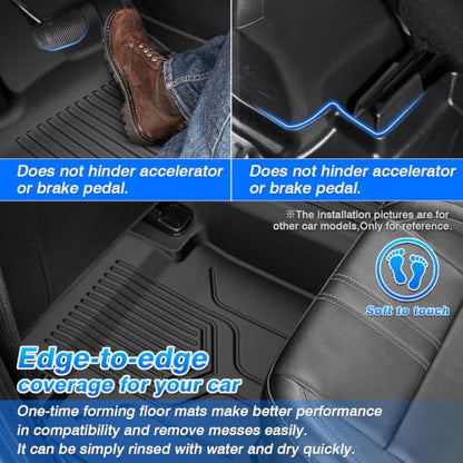 Floor Mats Fits for Ford Ranger 2019 2020 2021 2022 2023 Accessories All Weather Floor Mat for Ranger Super Crew Floor Liner Heavy Duty Black