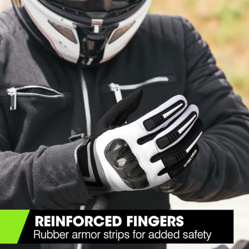 Lightweight Motorcycle Gloves for Men Touchscreen Summer (White / Medium)