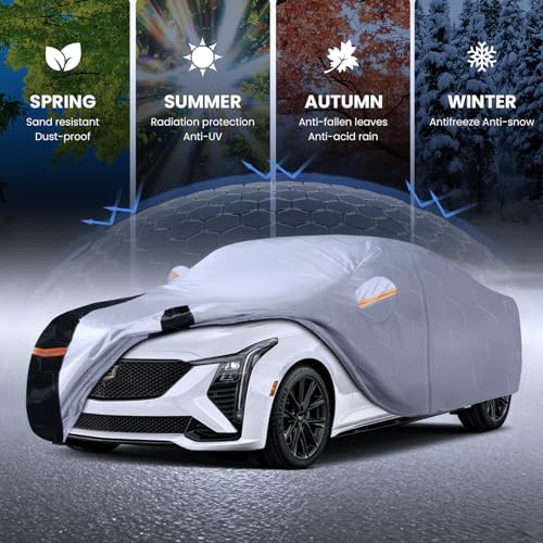 Multi Layer Car Cover Custom Fit for Cadillac CT5 (W.Custom Fit Cadillac CT5 / White Car Cover)