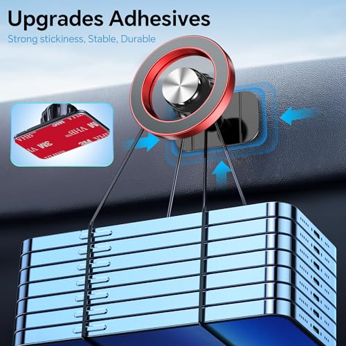 for Magsafe Car Mount【20 Strong Magnets】Magnetic Phone Holder for Car Phone Holder Mount Dash Mounted Holders Cell Phone Holders for Your Car Accessories for Women Men for iPhone 17 16 15 14 (Red)