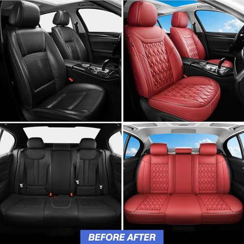 Car Seat Covers Full Set (Wine-Red / Full Set)